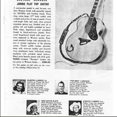 1954 Gretsch 6022 Rancher Jumbo Flat Top Western Orange Early 50s American Vintage 1950's USA G6022 Original Case G Brand Steer Logo Piezo Acoustic-Electric Guitar Spruce Maple Body Country Western Inlays Brazilian Rosewood image 3