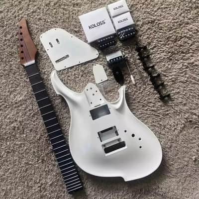 White Aluminum Guitar Body with Neck DIY Project image 1