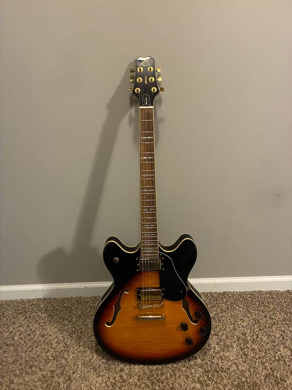 Peavey JF1 EX Semi Hollow Electric Guitar - Sunburst - full setup