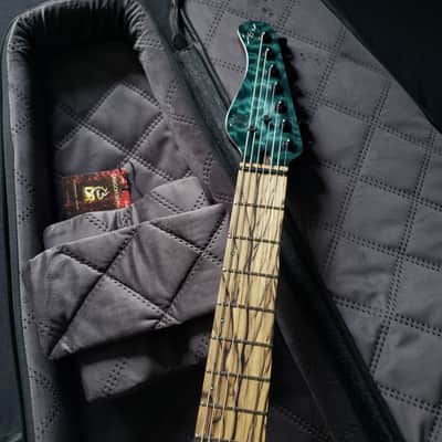 Mayones Aquila Elite S7 26.5" Reverse Headstock 4A QM top, Pale Moon Ebony Fretboard 16", Luminlay Offset Dot Inlays, Black Limba body, Wenge neck, Velvetrone Pickups image 11