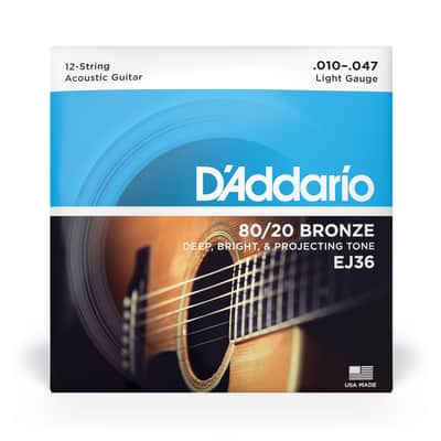 D'Addario EJ36 12-String Bronze Acoustic Guitar Strings, Light, 10-47 image 2
