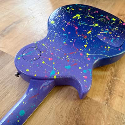 Custom Hand-painted LP Style Guitar - Blue/Purple Splatter Finish image 7