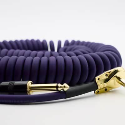 20ft/6m Coiled Guitar Cable Pancake Connector L-S Coil Electric Instrument Cable Curly Instrument Cable Stretchable 1/4 inch Right Angle to Straight(20ft-Purple) image 2