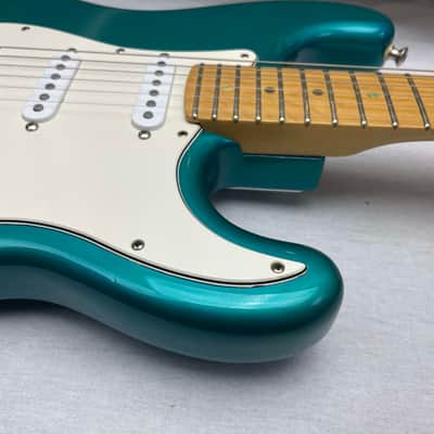 Fender PARTS Stratocaster - 1999 American Deluxe neck on 1983 Dan Smith-era Standard Strat body with Case - Transparent Teal image 5