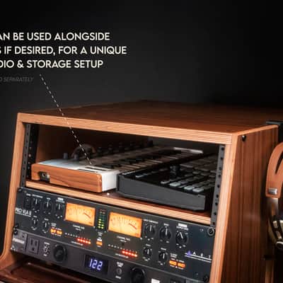 COMRADE 14u sidecar audio rack - Walnut hardwood - home recording - 10u 20u image 5