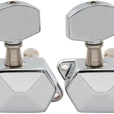 6 in line Semi Sealed Electric Guitar Machine Heads Tuning Pegs Keys Tuners Set for Fender Stratocaster Telecaster Guitar Replacement Right Hand, Chrome image 1