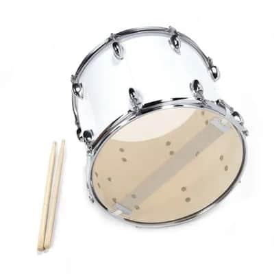 14"x10" Marching Snare Drum Kit with Drumsticks, Tuning Key & Shoulder Strap – White image 3