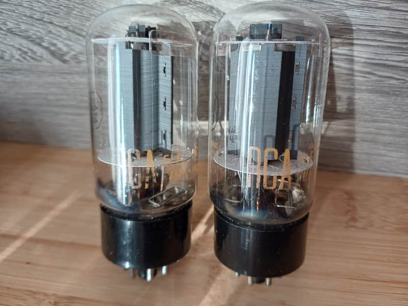 Rare RCA 6L6GB 6L6 GB matched pair, DOUBLE RECTANGULAR GETTER, big glass, 5881 sub super strong USA made Holy grail ! image 1