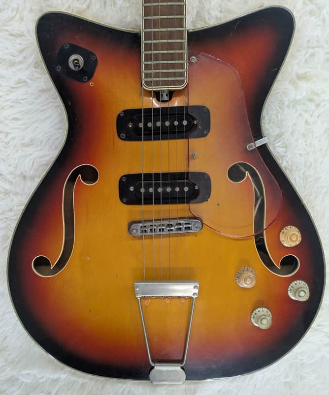 Vintage Stafford Electric Guitar – Sunburst – Dual Pickups – Includes Gig Bag image 1