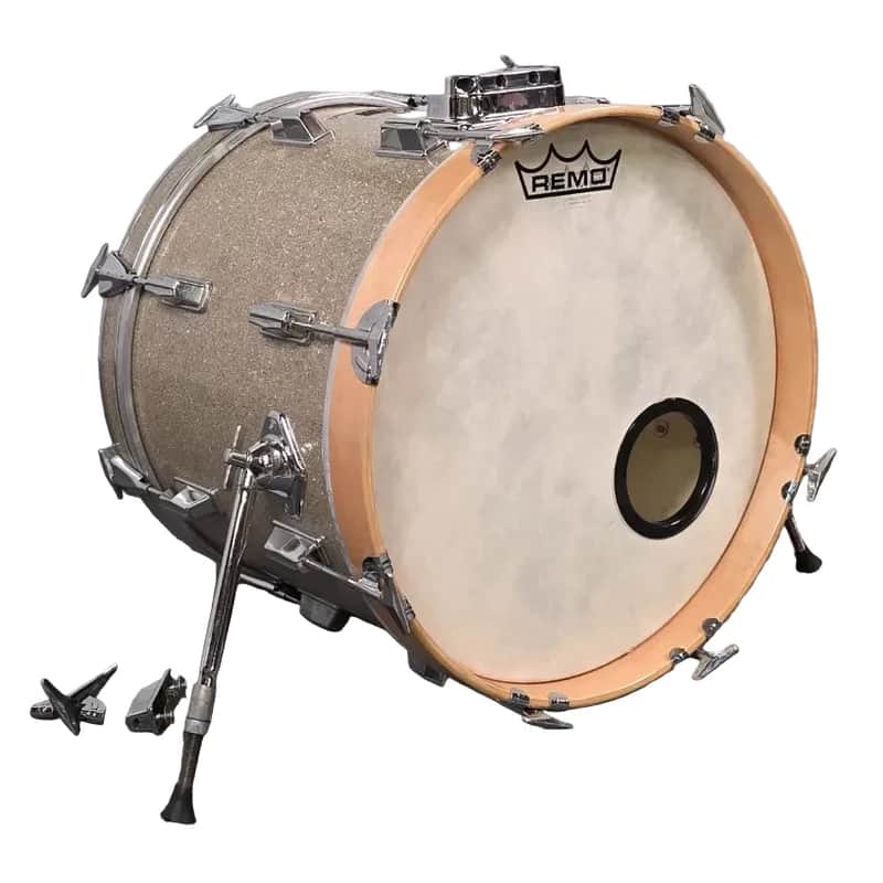 Used Pearl Wood FiberGlass Bass Drum 18x14 Gold Sparkle - Good image 1