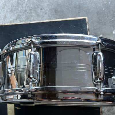 Slingerland No. 130 Gene Krupa Sound King 5x14" 8-Lug Chrome Over Brass Snare Drum with Vintage Case 1960s image 7