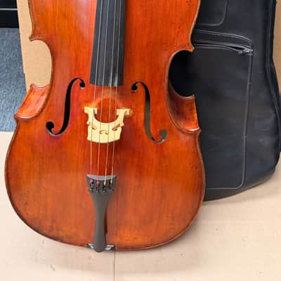 Gunter von Aue 4/4 Cello – German Made – Full Size – w/ Leather Case – Crack Repair Needed / Plays image 1