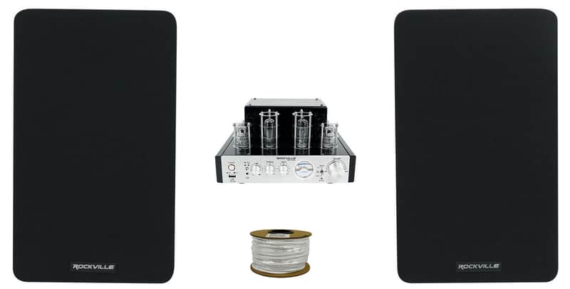 Rockville BluTube Tube Amplifier w/ Bluetooth+(2) 5.25" Black Bookshelf Speakers image 1