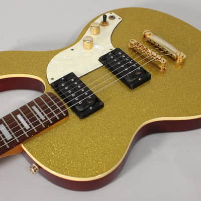 Musicvox Spaceranger Gold Sparkle "Goldmember" Electric Guitar image 8