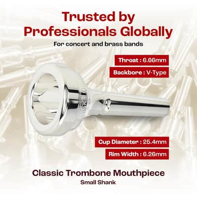 Denis Wick Classic Trombone Mouthpiece Silver Plated, 5880-12CS - V-Type Design for Balanced Tone & Smooth Response - Small Shank Fitting Trombone Accessory 24.7 x 6.5 x 6.1mm image 4