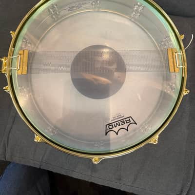 Ludwig LW0414CP Carl Palmer "Venus" Signature 3.7x14" Brass Piccolo Snare Drum 2010s - Green Lacquer over Brass image 3
