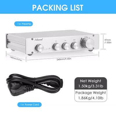 HiFi 3-Way Class A Digital Stereo Preamplifier – 2.0 Channel Home Audio Preamp with RCA Input, Tone Control, and HiFi Sound Enhancement image 5