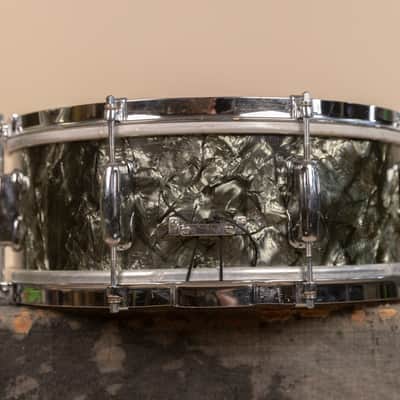 1950s Slingerland 5x14 Student Model Black Diamond Pearl Snare Drum image 6