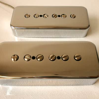 SOAP BAR P90 Pickups SET METAL CHROME PLATED Nickel Silver Cover Vintage  Gibson Epiphone Custom Shop Q image 10