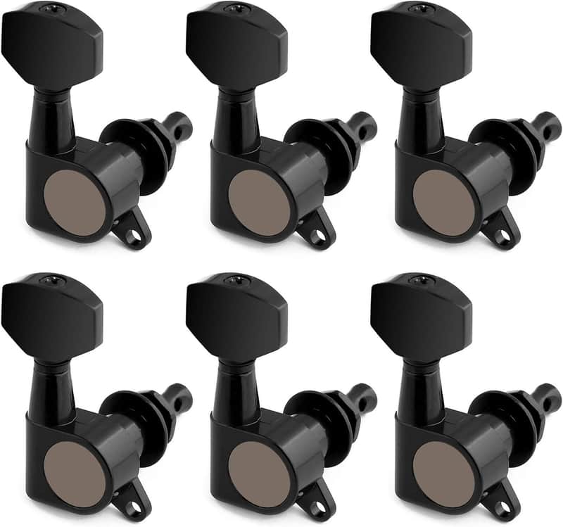 Sealed String Tuning Pegs Tuning Machines Grover Machine Heads Tuners Tuning Keys 6 In Line for Right Handed Acoustic Guitar or Electric Guitar Black. image 1