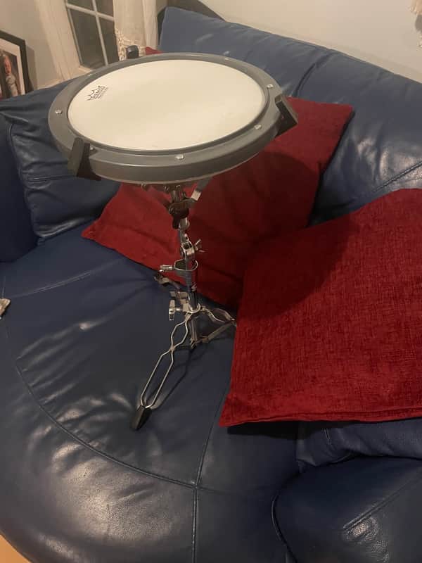 Remo Practice Pad - Tunable Ambassador Coated Drum Head with Stand 8" 2010s - Gray image 1