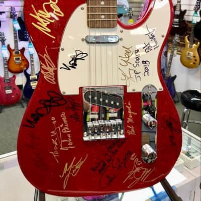Squier Bullet Telecaster, Red Sparkle, Autographed by 2018 Blues Cruise Artists with Gig Bag - Pre Owned image 2