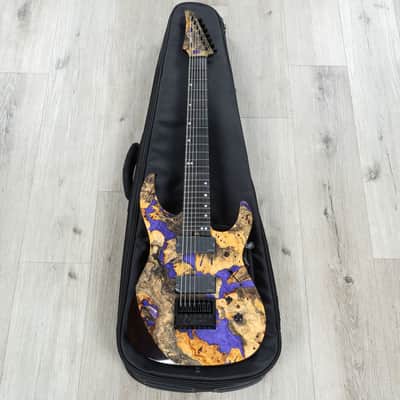 Legator Ninja X7 7-String Guitar, Buckeye Burl Top, EverTune Bridge, Royal Purple image 10