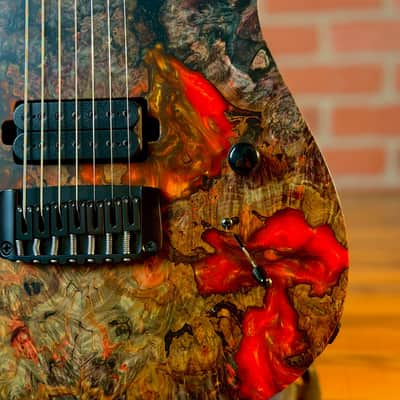 Schecter USA Custom Shop Sunset Extreme 7-string Electric Guitar - Natural Satin Stabilized Burl Top image 3