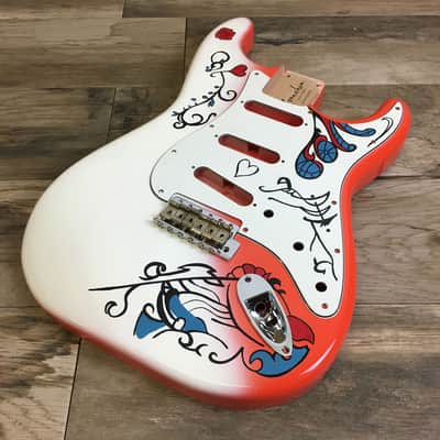 Made to Order - FRANCHIN Mercury guitar body and pickguard Jimi Hendrix MONTEREY REPLICA White and Red 100% Nitro Lacquer Alder Stratocaster-Strat-S-Style Made in Italy image 4