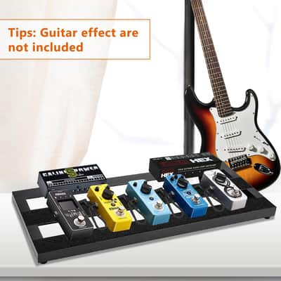 Medium Guitar Pedal Board, 20x8x1.2", Aluminum Alloy Black Effects Pedal Board with Adhesive Hookside Tape image 5