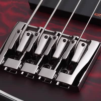 Schecter Hellraiser Extreme-4 Electric Bass. Left Handed Crimson Red Burst Satin image 5