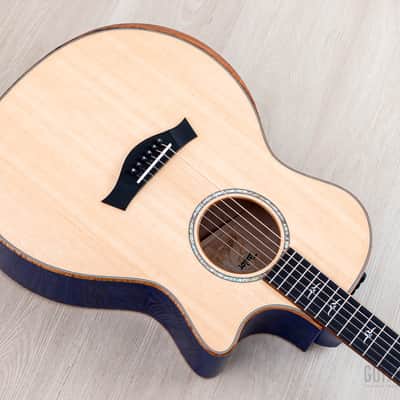 2023 Taylor Custom Grand Auditorium Acoustic Electric Guitar Trans Blue w/ Lutz Spruce + Quilted Maple image 10