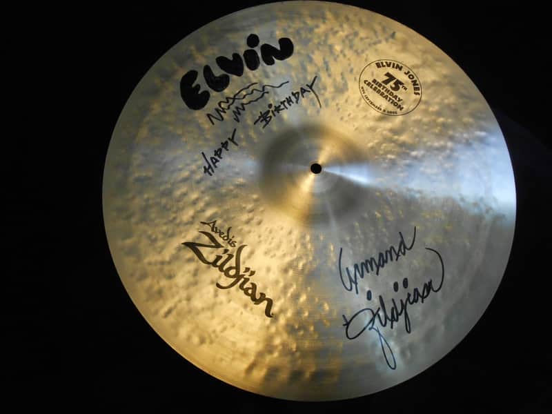 Elvin Jones’ Signed 20″ A. Zildjian Engraved 75th Birthday Cymbal, Authenticated image 1