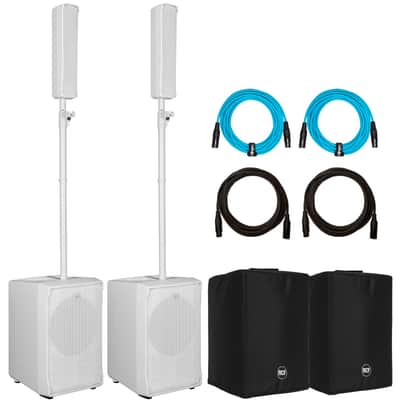 RCF Evox J8 White DJ PA Active/Powered Column Array Speaker System Pair w Covers image 1
