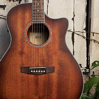 Cort GAMEDXMOP Grand Regal Acoustic Electric Cutaway Guitar. Open Pore Mahogany B-Stock image 5