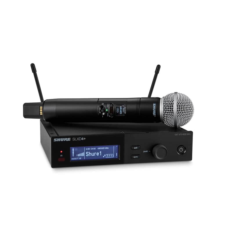 Shure SLXD24+/58 Handheld Wireless System - Includes SLXD4+ Receiver, SLXD2+ Handheld Transmitter with SM58 Capsule, Bluetooth Monitoring, Feedback Reduction, WWB and Mobile App Control, G57 Band image 1