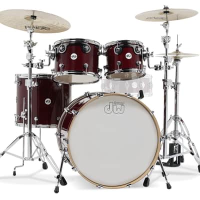 DW Design Series 4-Piece 22" Bass Drum Maple Shell Pack - Cherry Stain w/Chrome Hardware image 3