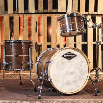 Craviotto Custom Shop Walnut Satin Oil w/ Cherry Inlay Drum Set - 14x20, 8x12, 14x14 image 1