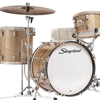 Slingerland 12/14/20 Radio King 3-ply Drum Set - Gold Glass Glitter with Repro Set-o-Matic Tom Holder image 9