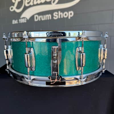 Vintage Ludwig Standard 5x14 Snare Drum in Turquoise Sparkle with S-Hoop Batter (Rm4) image 3