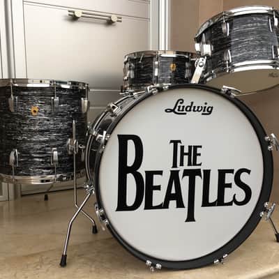 Ludwig Down Beat 1968 Black oyster pearl wrap delmar image 1