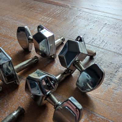 JinHo 3+3 Vintage Guitar Tuning Pegs Chrome Full Set image 4