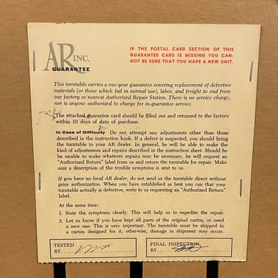 AR XA Manual Turntable w/Pickering V-15/AT-3 Cartridge with original box & parts Local Pick Up in Milwaukee, WI image 16