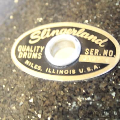 Slingerland 12x8"Black Sparkle Tom Drum 60s Sound King COB Brass StickSaver Rims image 2