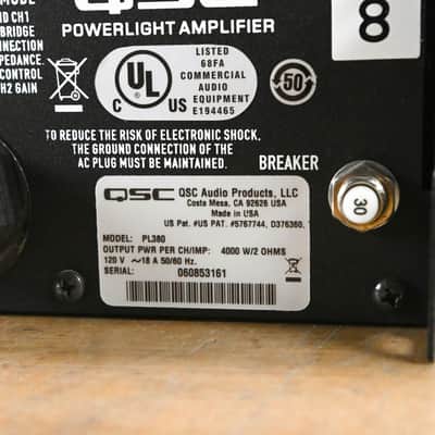 QSC PL380 Powerlight 3 Series 2-Channel Power Amplifier CG012GJ image 9