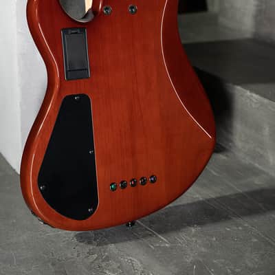 Cort GB-Fusion 5 Antique Brown Burst 5 String Jazz Bass 34" Spalted Maple Luminous Side Dots image 8