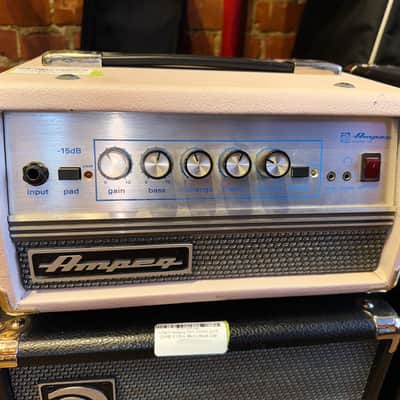 Ampeg Micro VR 200-Watt Compact Solid State Bass Amp Head - White + Ampeg SVT-210AV 2x10 200W 8 Ohm Micro Stack Cab image 1