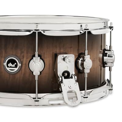 DW 6.5x14 DWe Candy Black Burst over Curly Maple Exotic Snare Drum image 6