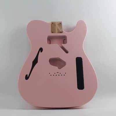 Pink Semi Hollow Guitar Telecaster Tele Style Alder Body image 4
