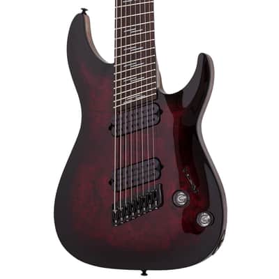 Schecter Omen Elite-8 8-String Multiscale Guitar - Black Cherry Burst image 1